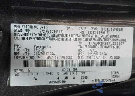 2015 Ford Focus Se z USA, uszkodzony, nr VIN 1FADP3F28FL231197